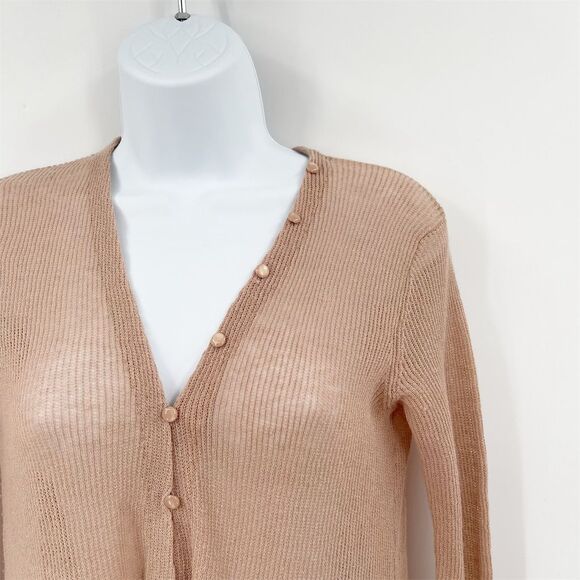 Snidel Sheer Long Duster Cardigan One Size V-Neck Button Front Linen Blend Knit - Picture 2 of 10